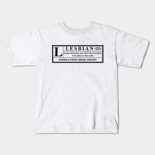 lesbian warning label Kids T-Shirt
